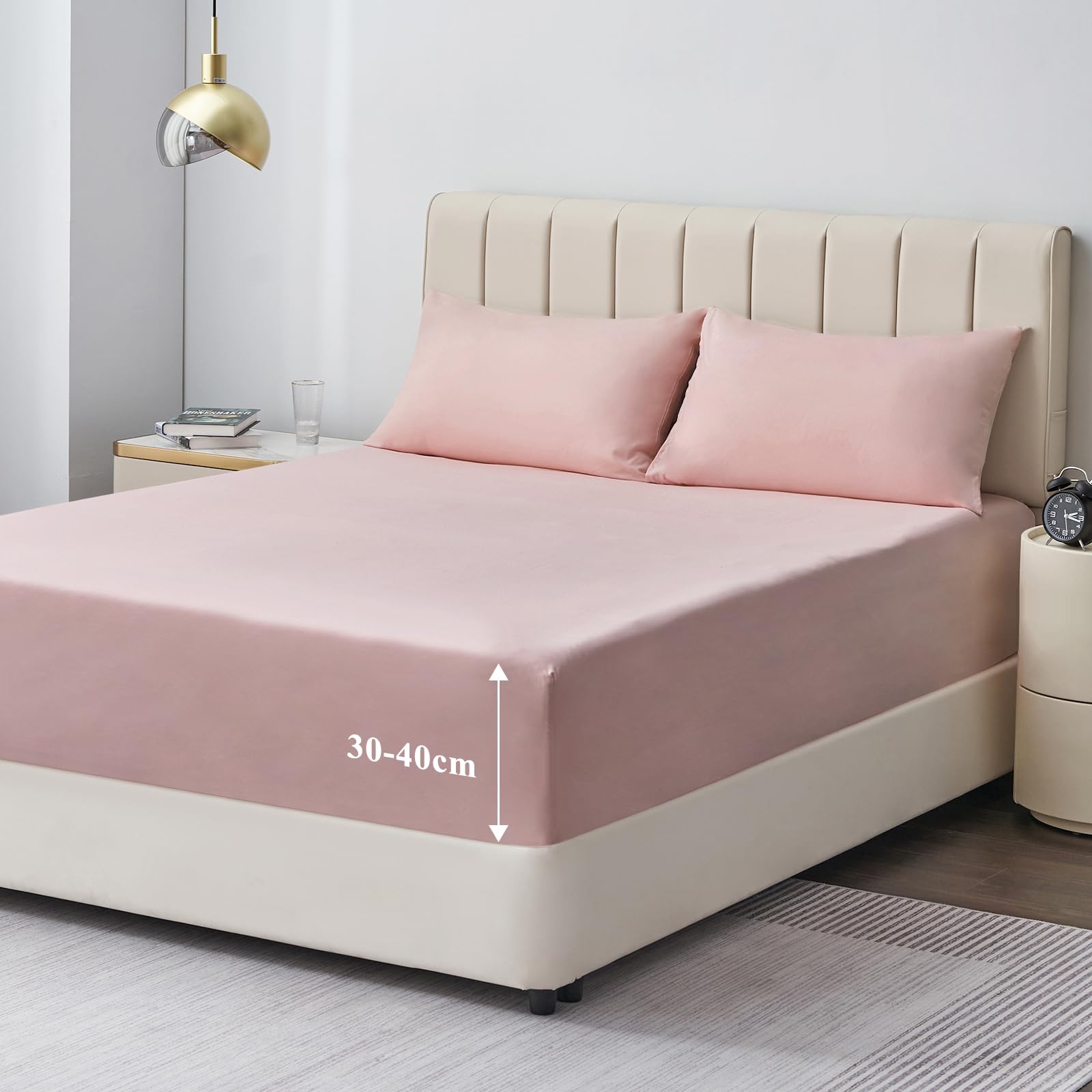 Aisbo Spannbettlaken 160x200cm Bettlaken Boxspringbett - Bett Laken Rosa 160x200 aus Premium Mikrofaser, weiches Spannbetttuch 160 x 200 Steghöhe 40cm für Wasserbett Bed Fitted Sheet