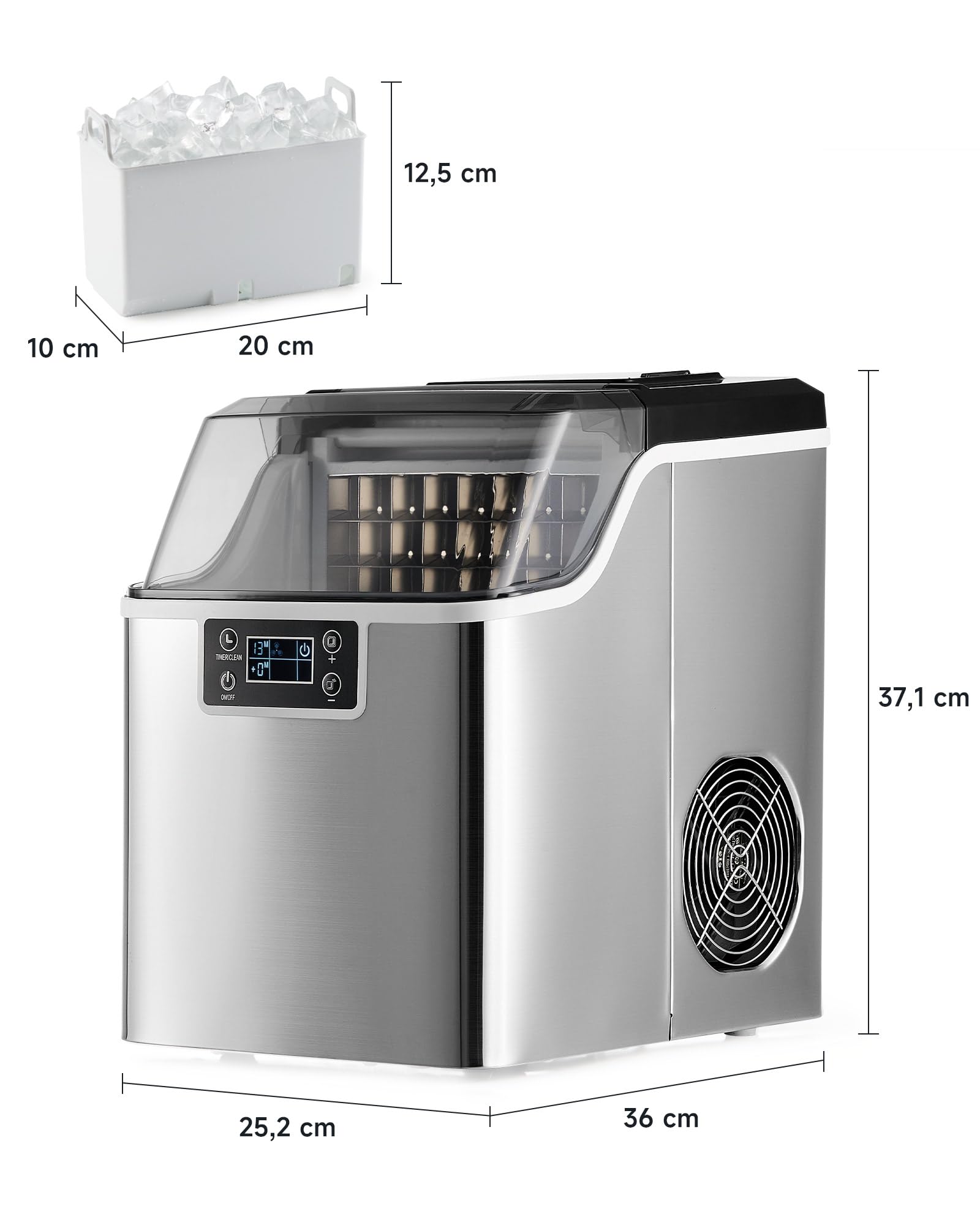 CREWORKS Macchina Ghiaccio 22kg/24h Fabbricatore Ghiaccio 24 Cubetti in 11-20 Minuti Serbatoio 3.2L Macchina per Ghiaccio Autopulente con LCD Pannello per Casa Ufficio Bar Ristorante (24 PCS)