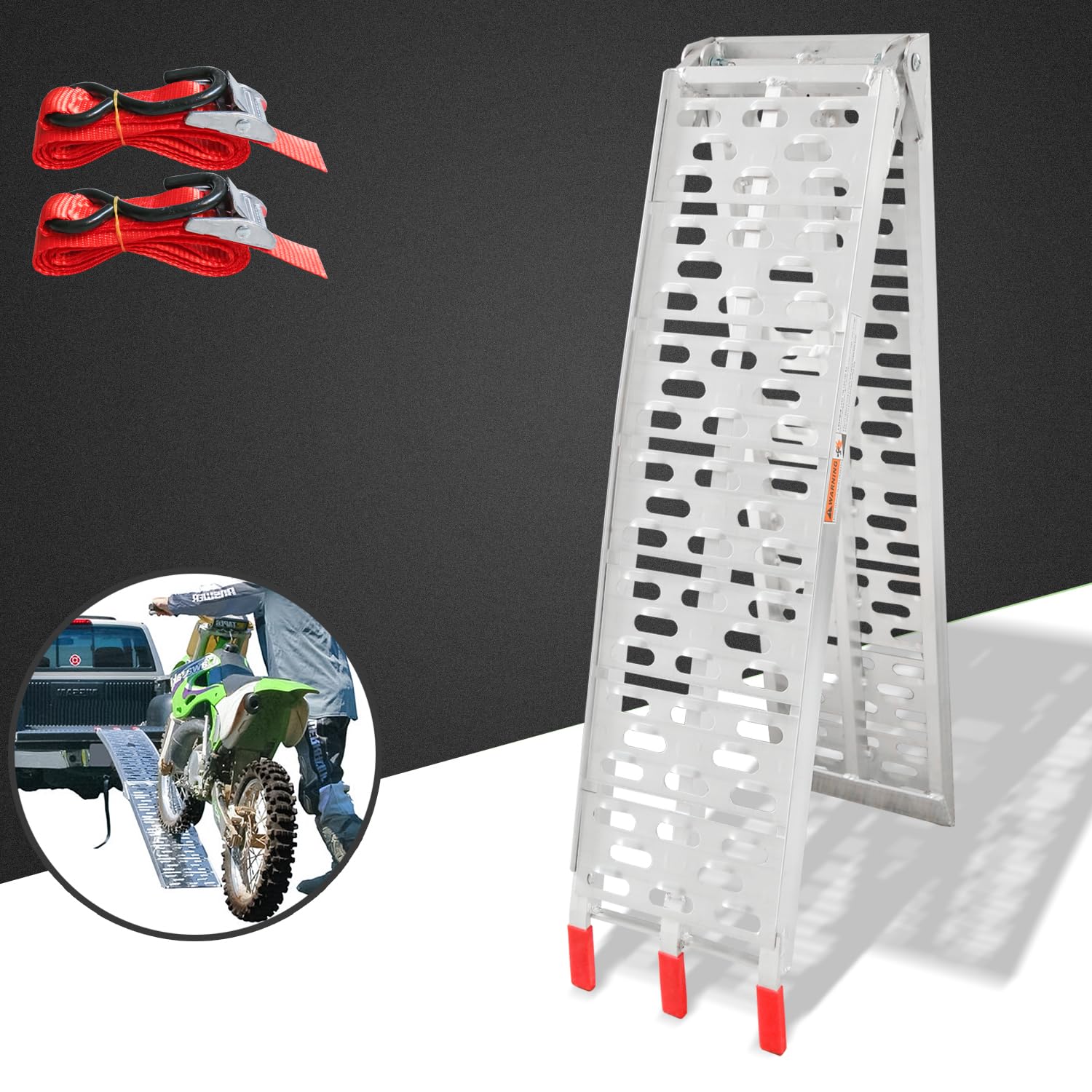 Rampa di carico per rimorchio, moto, altalena, rampa per sedia a rotelle, pieghevole, in alluminio, antiscivolo e portata massima 680 kg, ideale per officina e garage