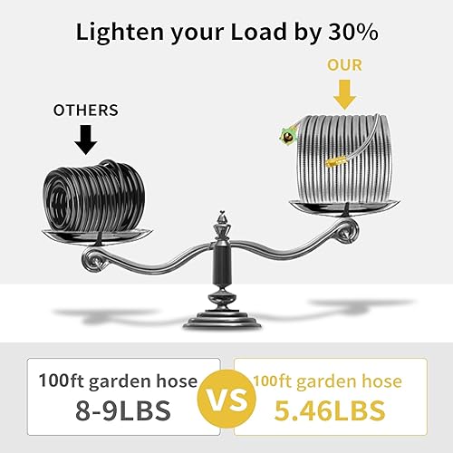 Miniatura 6 de Manguera de agua de metal de 100 pies, manguera de jardín expandible de acero inoxidable 304 de 100 pies con boquilla de manguera de bala de cobre,