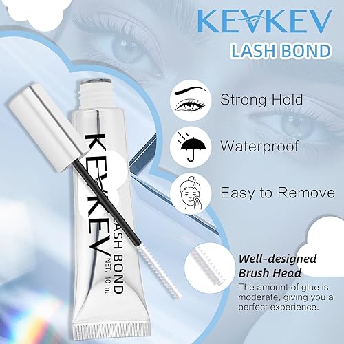 Miniatura 2 de KevKev Pegamento de pestañas de 0.3 fl oz para racimos de pestañas, extensiones de pestañas, impermeable, duración de 48 a 72 horas, pegamento en