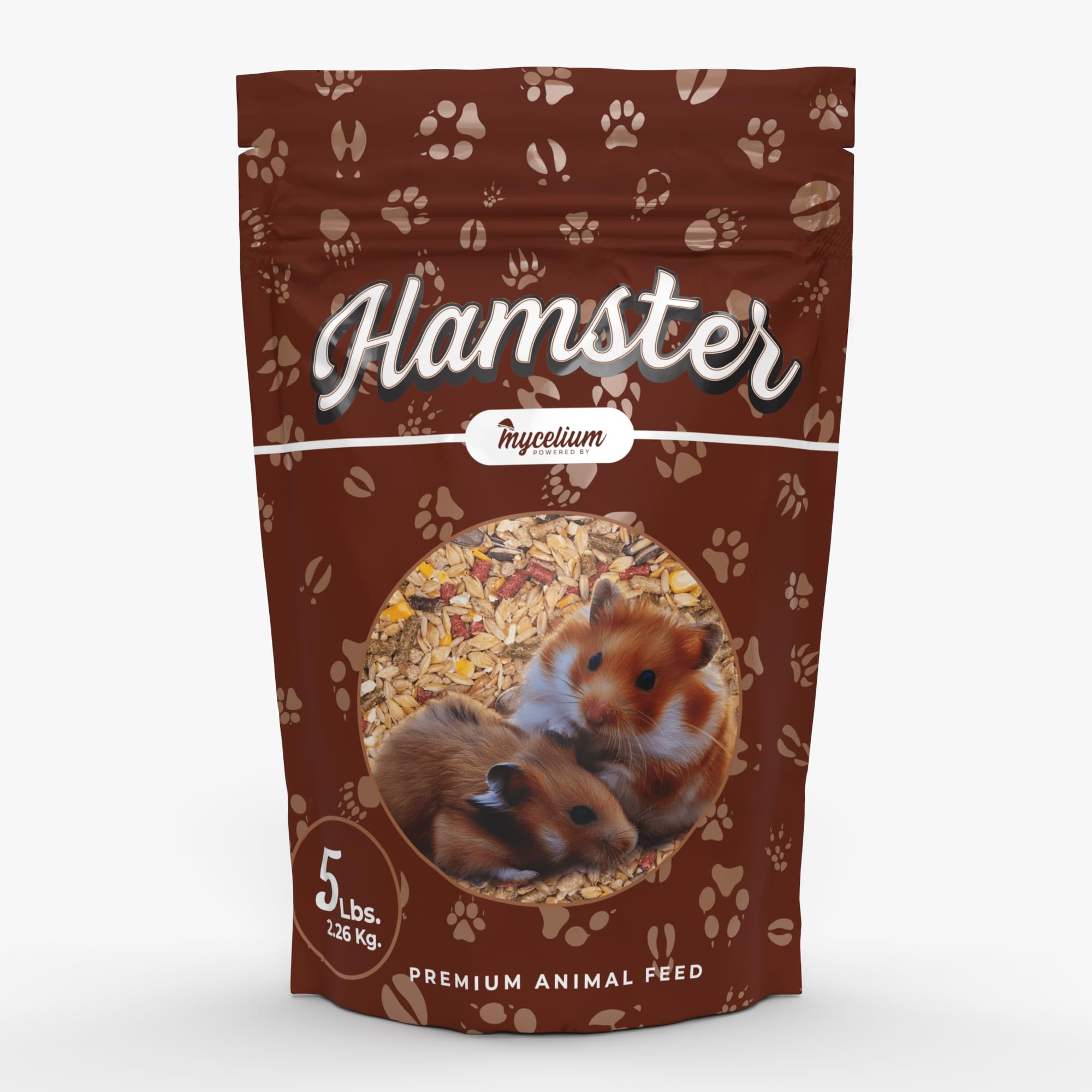 Mycelium Hamster Feed 5 lbs | Complete Daily Nutrition with Rolled Barley, Oat Groats, Alfalfa, Flaxseed, Fish Meal & Essential Vitamins for Energy, Digestion, Skin & Muscle Health