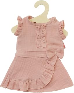 Heless 2423-Ropa algodón 100% orgánico, Conjunto de 2 Piezas con Falda y Top de Volantes en Rosa para muñecas y Peluches de 35 a 45 cm, sólido, Color Pink, Talla única (2423)