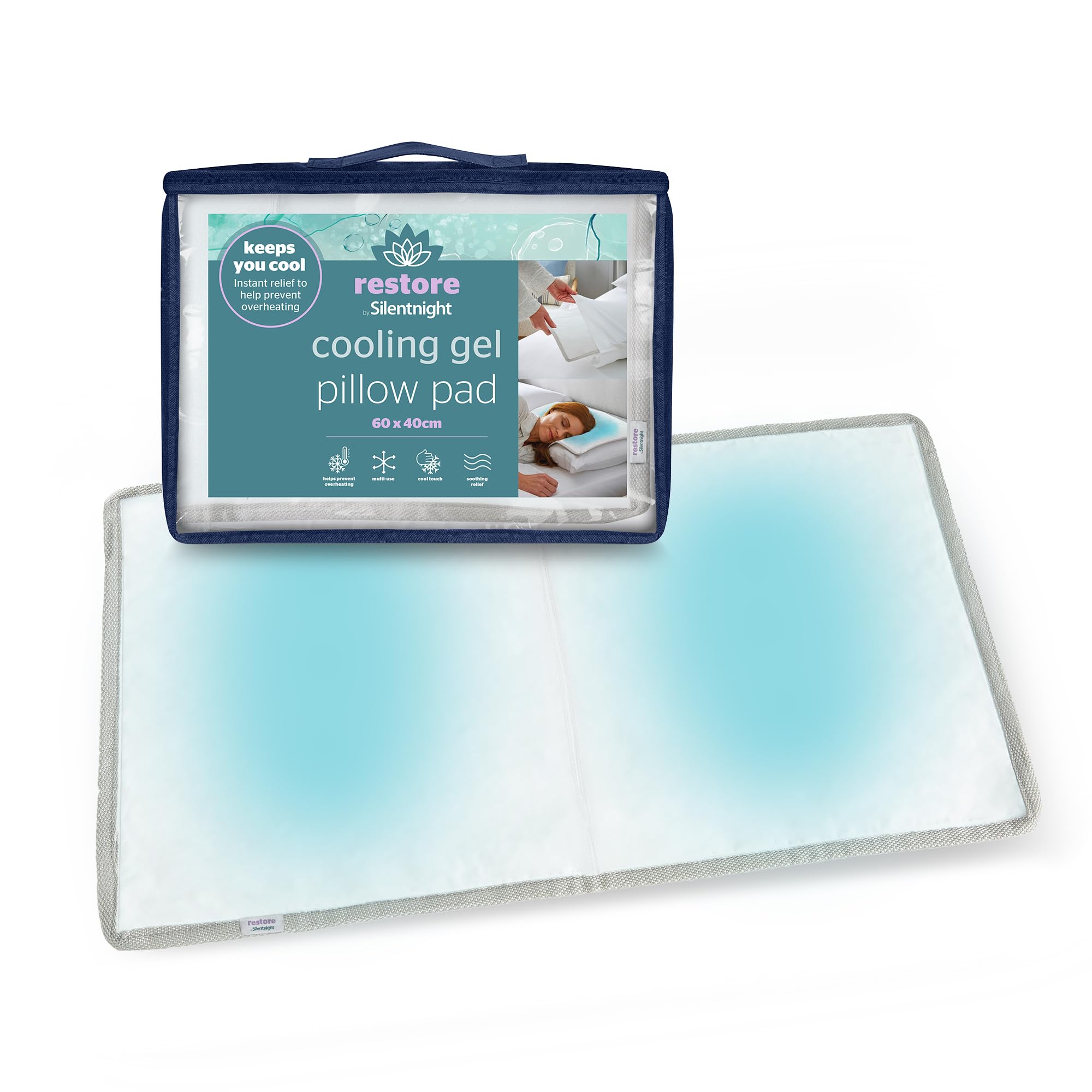 Silentnight Restore Cooling Pillow Pad - Cooling Mat Gel Pillow Cushion Insert for Night S...