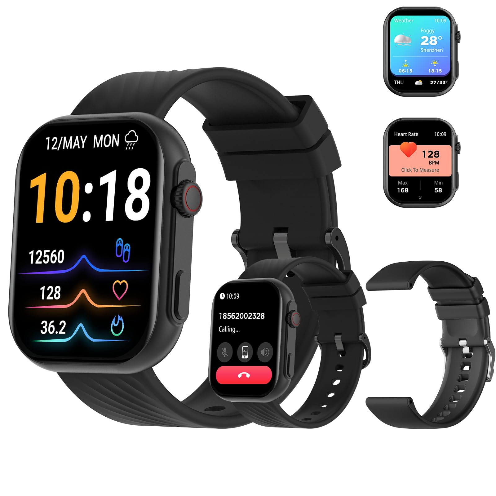 PEJE Smart Watch(Answer/Make Call),Smart Watches for Men,2.13" AMOLED Display, IP68 Waterproof,Smartwatch With Muslim Reminders,Comprehensive Health Management,Compatible with iOS & Android. (Black）