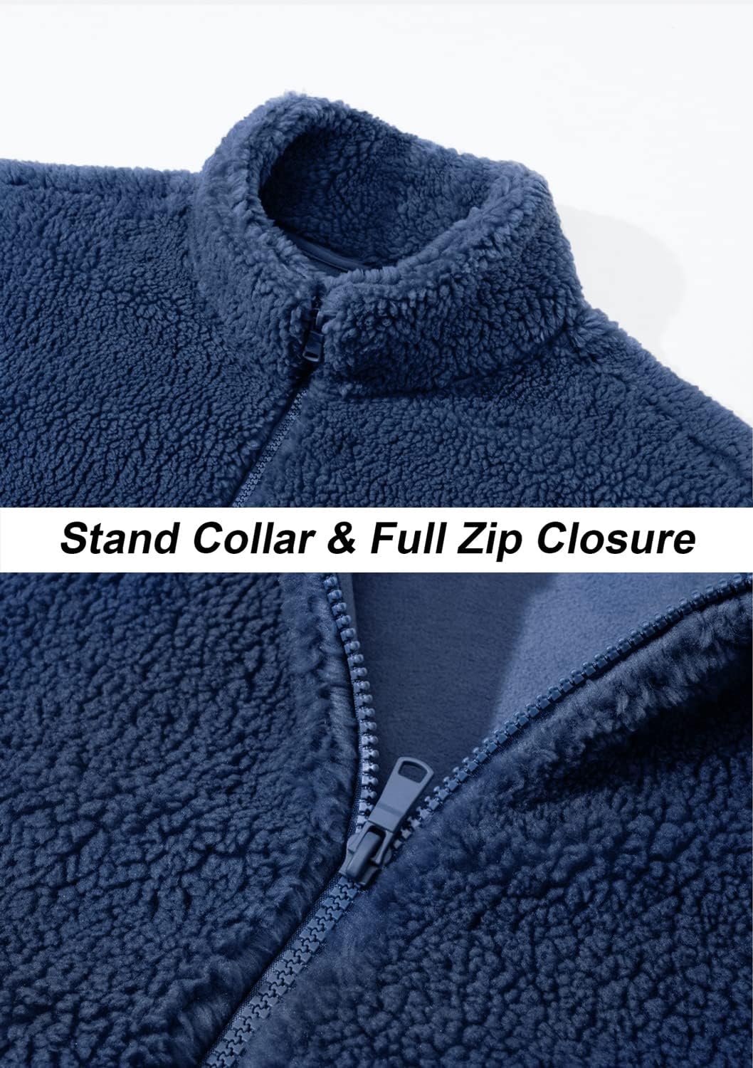 TACVASEN Men's Winter Jacket Soft Polar Fuzzy Sherpa Coat Casual Thermal Sweatshirts Full Zip Fleece Jacket With Pocket