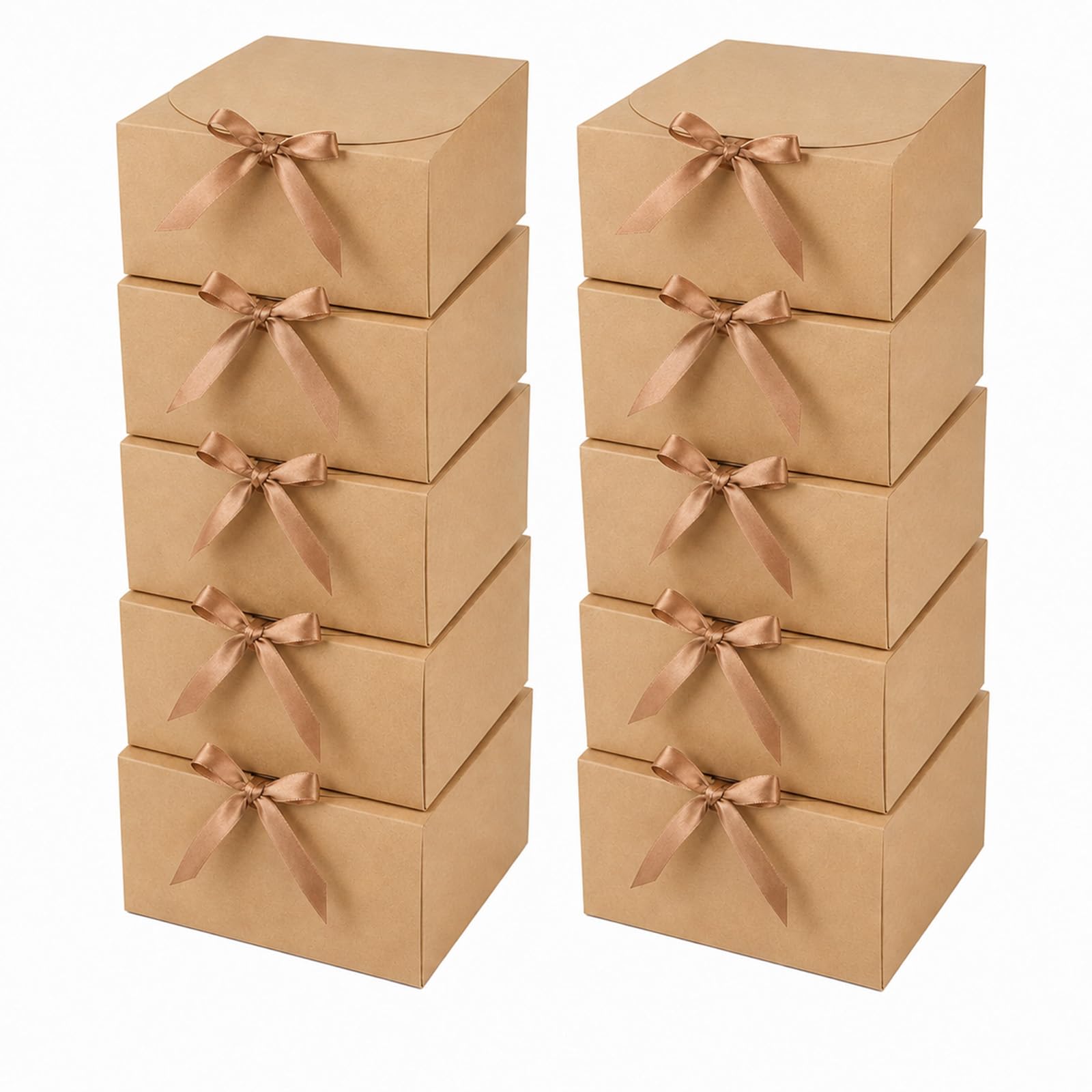 Gift Boxes Brown, 10 Pack Kraft Gift Boxes with Lids Box Bridesmaid Proposal Box for Wedding Birthday Christmas Party Present(20x20x10cm)