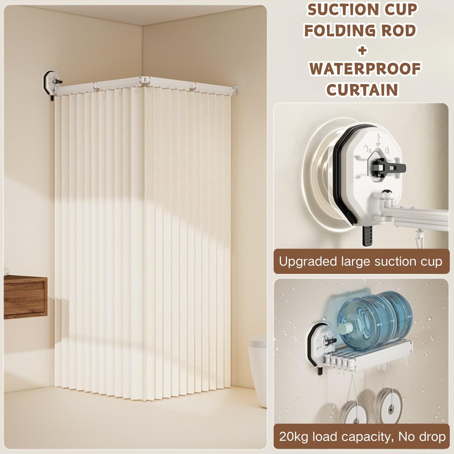 Tringle À Rideau De Douche Pliable, Barre De Douche Extensible, sans Perçage, Tringle Douche Angle Reglable Salle De Bain, Baignoire, Magasin De Vêtements, Vestiaires(70cm)