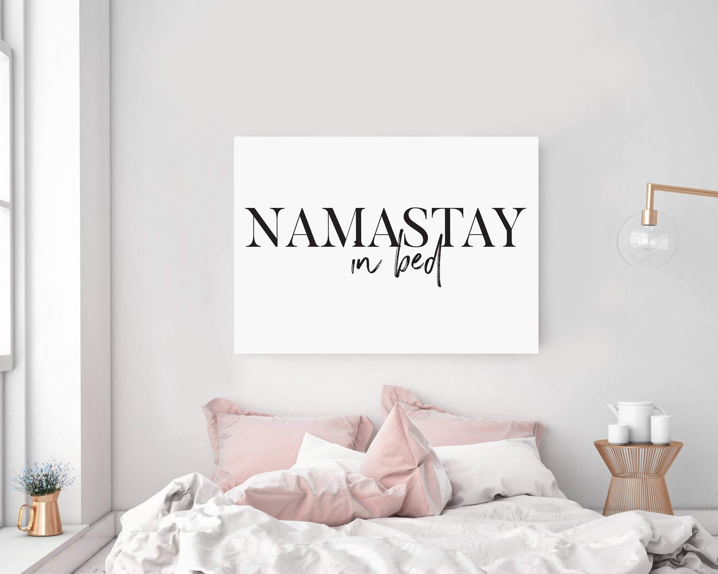TimPrint Namastay in Bed Wall Art Namaste in Bed Print Bedroom Decor Bedroom Yoga Decor Bedroom Above Bed Decor Modern Wall Art Framed Print Wall Art