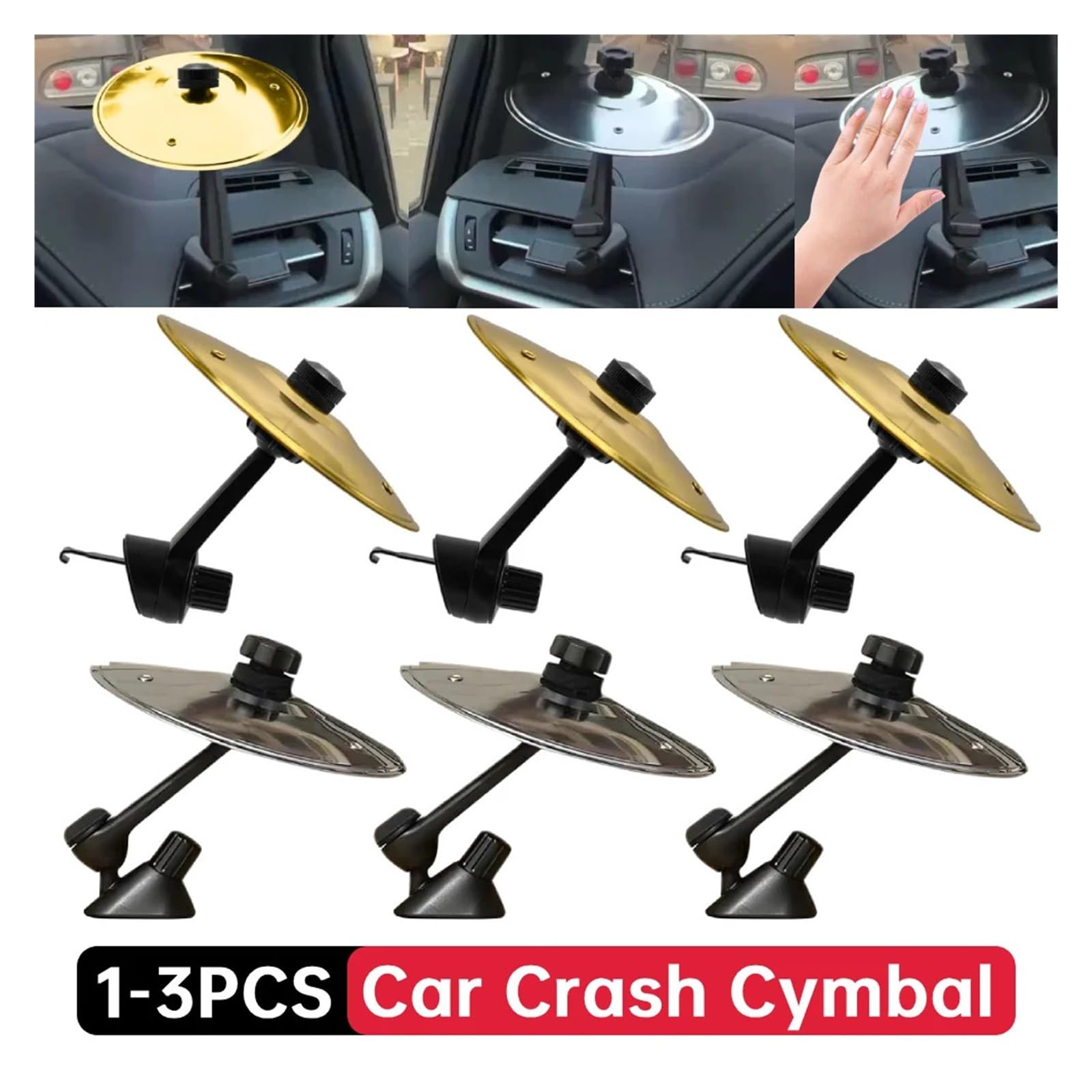 Cymbale a Main 1-3 pièces alliage voiture Crash cymbale évent tambour Mini facile à installer clipser