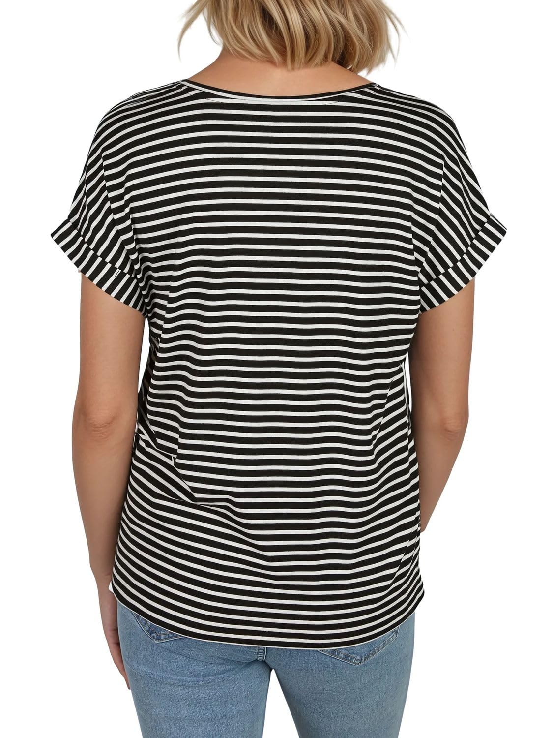 ONLY Tshirt Damen Bluse Top ONLMOSTER 2er Pack Regular Fit Rundhals Basic | Kurzarm Shirt Streifen Braun Blau Rose Grün Schwarz XS S M L XL XXL