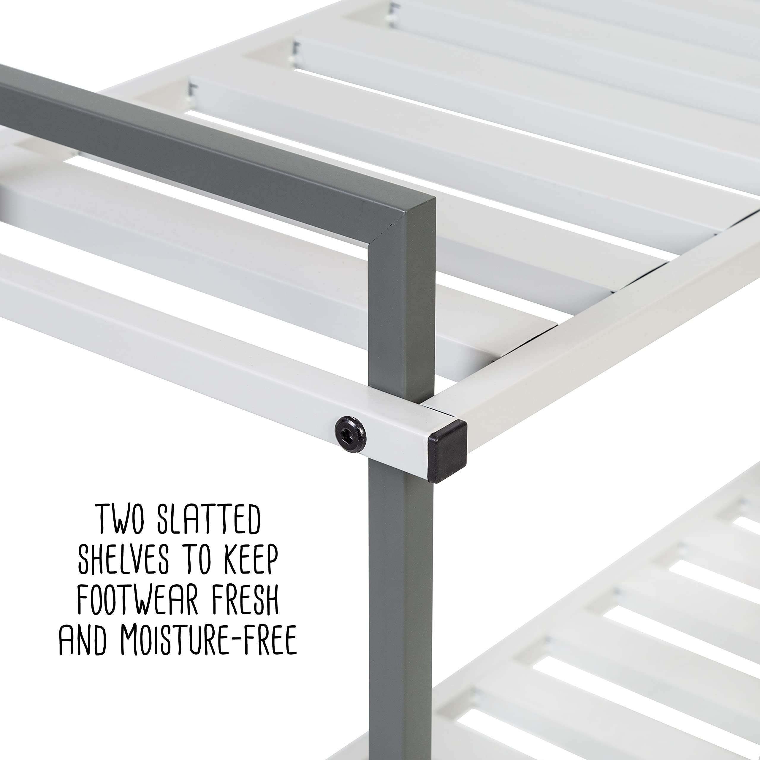 Amazon.com: Honey-Can-Do 2-Tier Steel Shoe Rack, Slatted Shelves