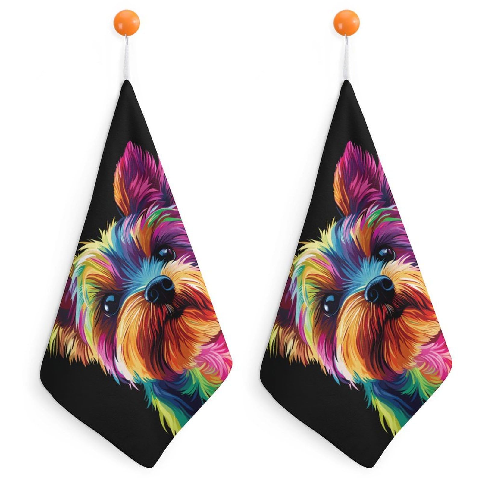 TXFBTRFSA Yorkshire Terrier Hand Towels with Hanging Loop Kitchen Towel Handkerchiefs Cleaning Cloths