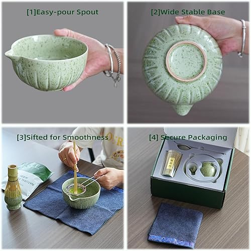 Miniatura 5 de Accesorio japonés para ceremonia matcha, batidor de matcha con glaseado temmoku, cuchara tradicional (chashaku), cuchara de té, soporte para