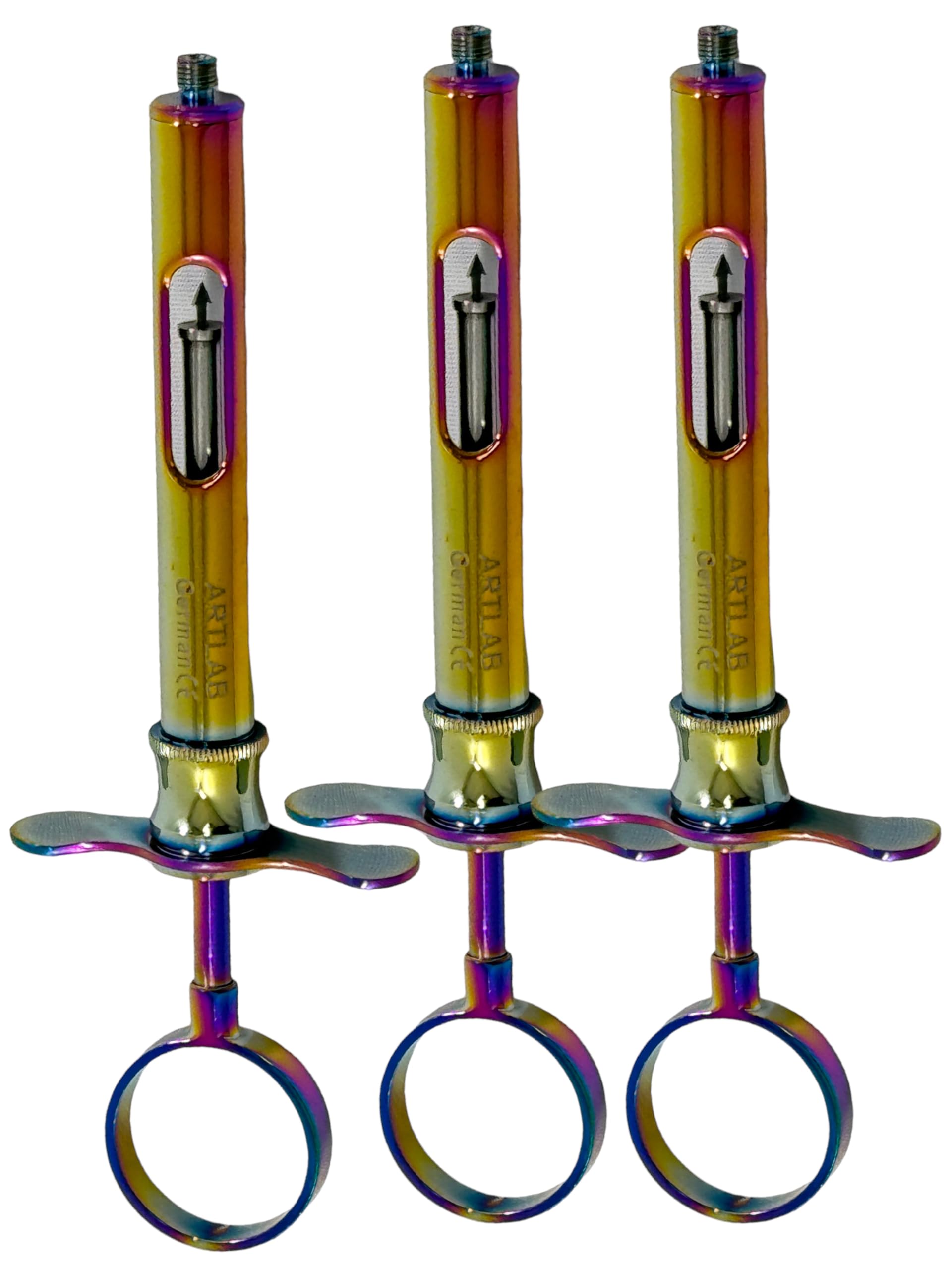 3 Pack - Self-Aspirating Dental Syringe 1.8mL Cartrige Anesthetic Dental Syringe with Arrow Tipped Inner Rod - Rainbow Color