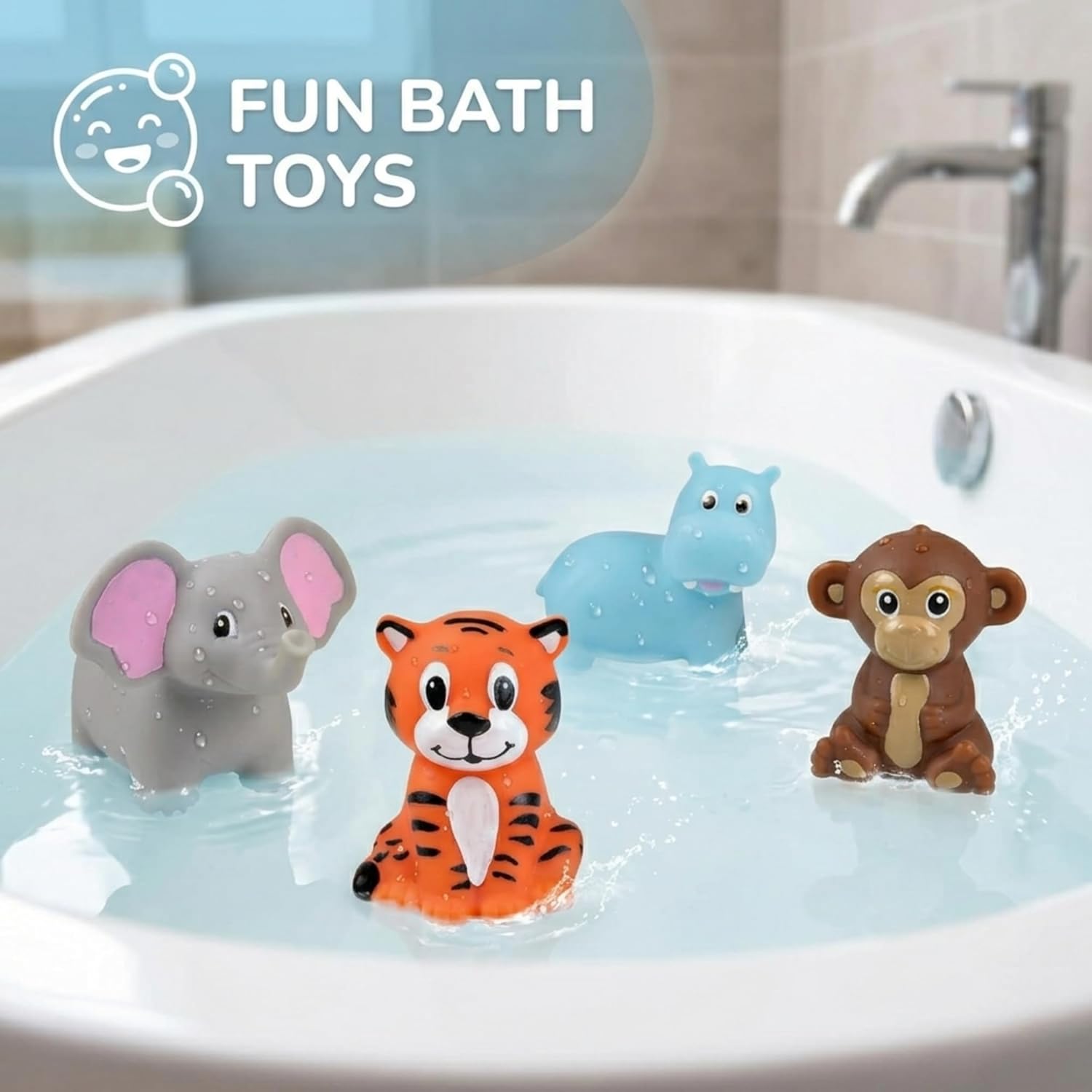 ArtCreativity Vinyl Zoo Animals Toys (Pack of 12) - Assorted Squeezable Toys Safari Animals Figures - Safari Birthday Party Favors for Kids, Jungle Figures for Fun Bath & Play Time