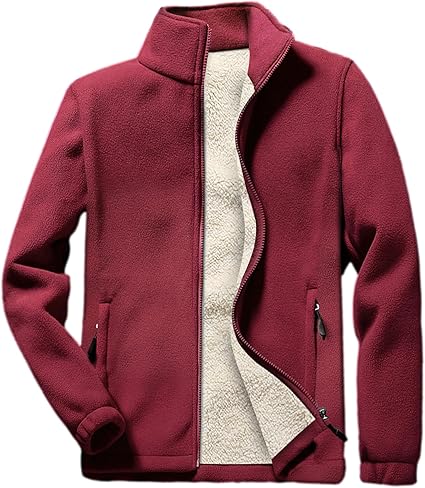Jamron Heren plus size volledige rits polar fleece jassen winter warme opstaande kraag pluizige jassen met ritszakken (S-6XL), Zwart, 3XL