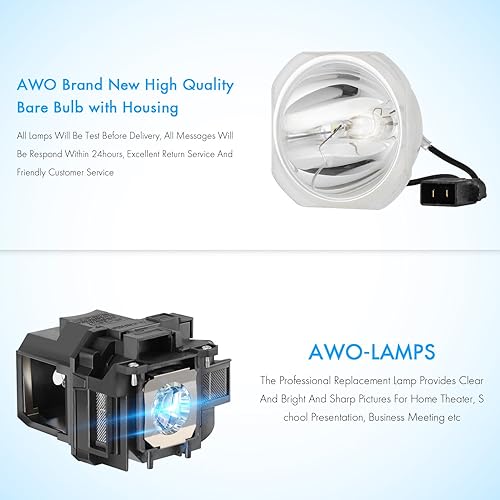 Miniatura 3 de AWO V13H010L78 Bombilla de repuesto con carcasa para EPSON ELPLP78 PowerLite Home Cinema 2030 2040 2045 2000 730HD 740HD 725HD VS230 VS330 VS335W