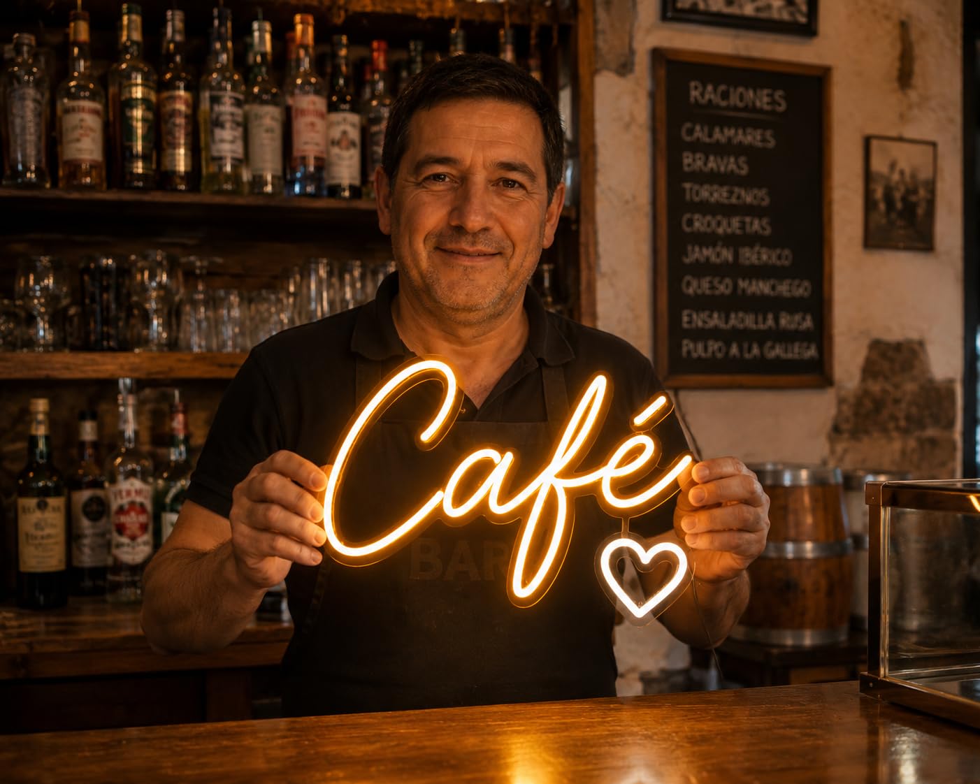 Letrero CARTE. Café LED NEON brillante Escaparate, Decoración de Pared en Metacrilato transparente, Luz Brillante, aproximadamente 40 cm alimentación 12v