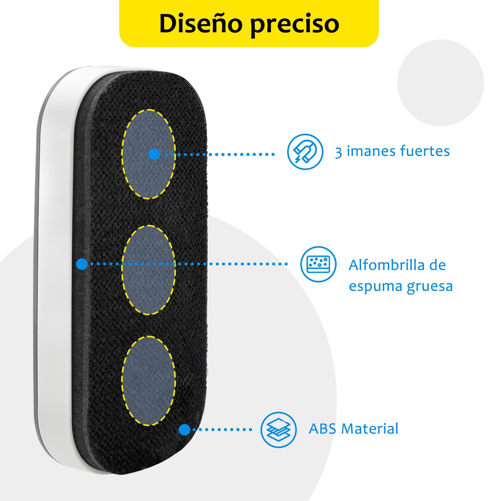 maxtek Borrador Pizarra Blanca Magnetico, 2 Piezas Borrador Pizarra Blanca con Imanes Fuertes, Diseño Ergonómico, para Escuela, Oficina y Hogare(Gris)