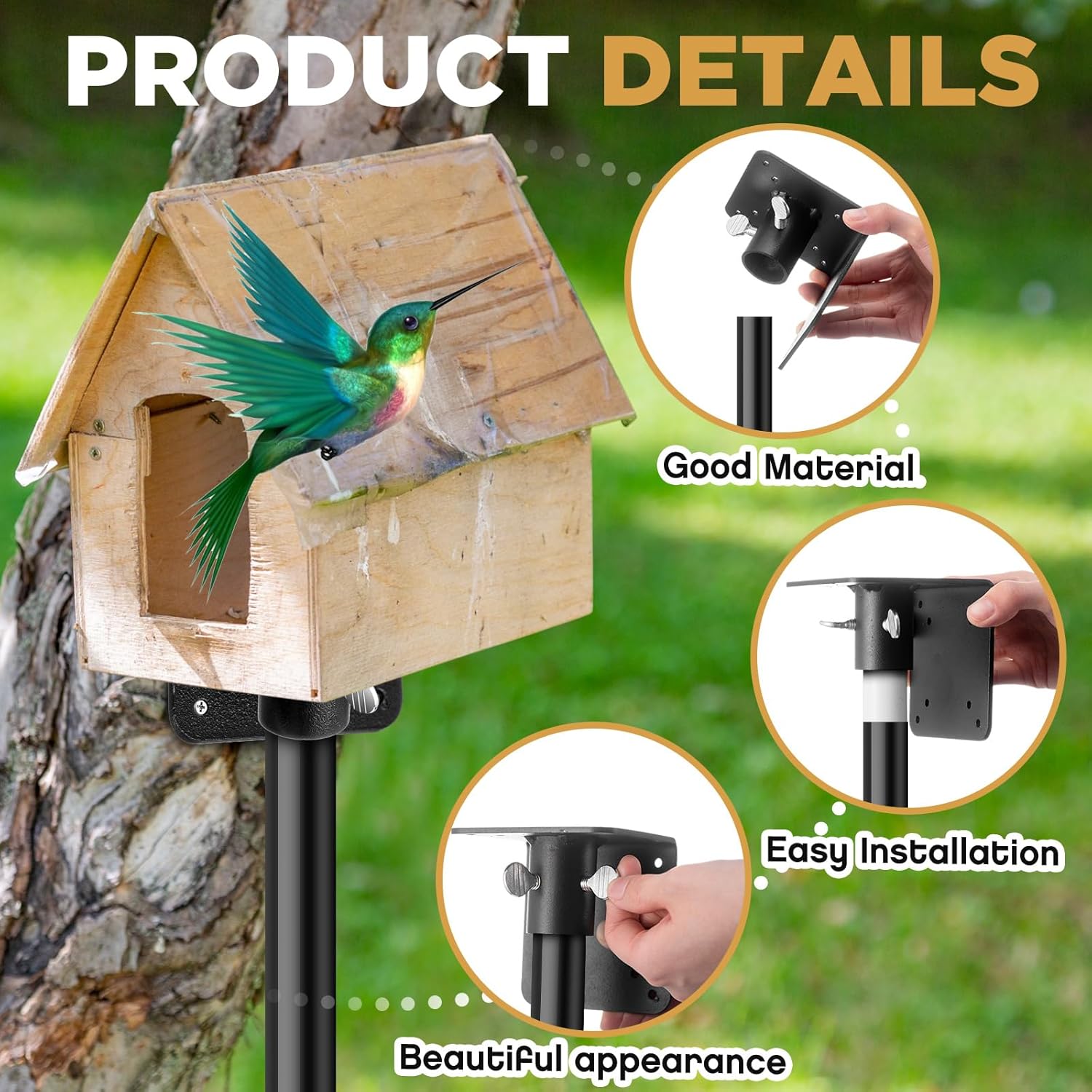 Hicarer 4 Pack Universal Mounting Flange for Bird Feeder Pole 1 Inch Diameter Bird Houses Metal Mounting 3.5 * 3.5 * 3.5 Inch Flange Mount Flange for Top and Side Outside, Yard, Garden
