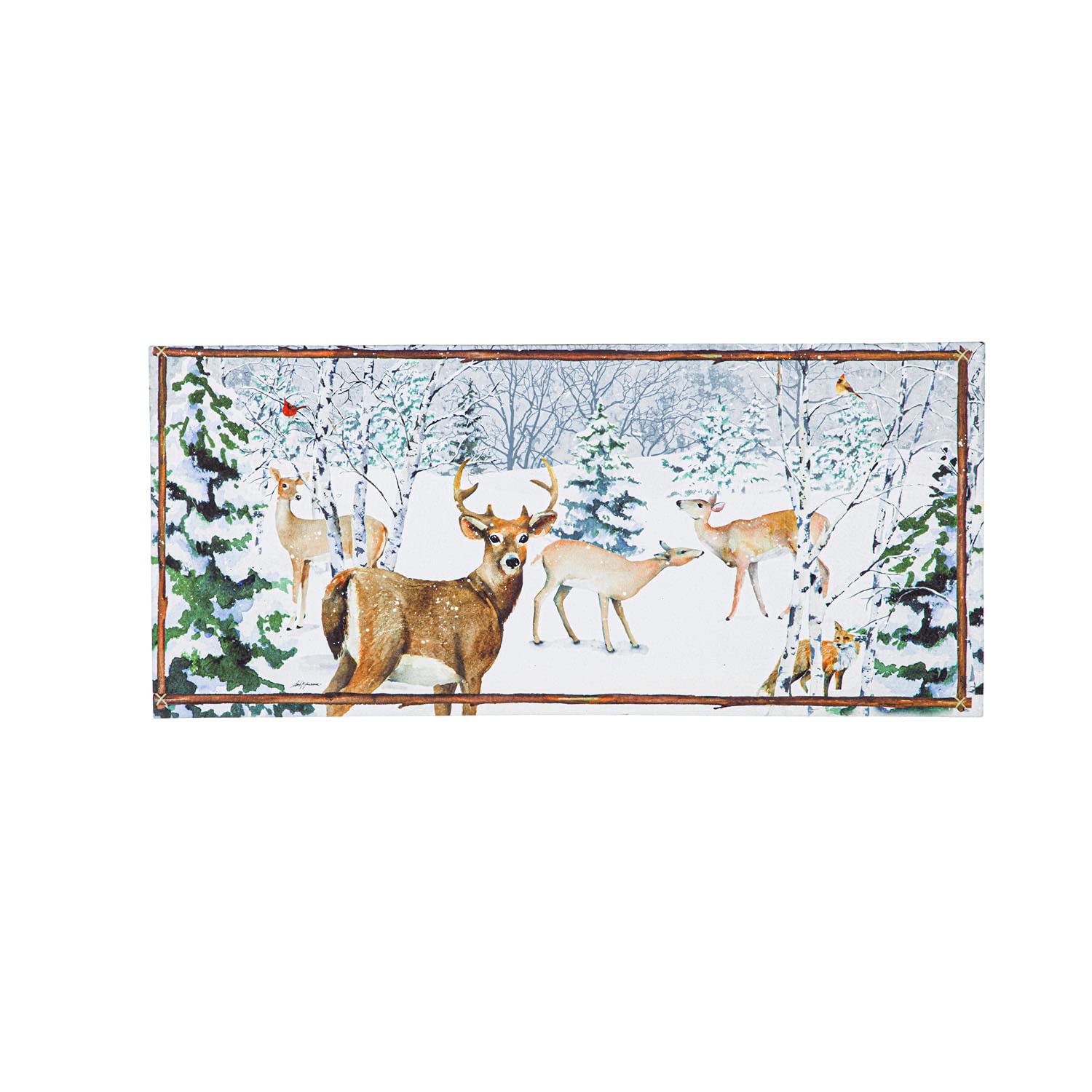 Evergreen Sassafras Winter's Whisper Interchangeable Entrance Doormat | Indoor and Outdoor | 22-inches x 10-inches | Non-Slip Backing | All-Season | Low Profile | Home Décor