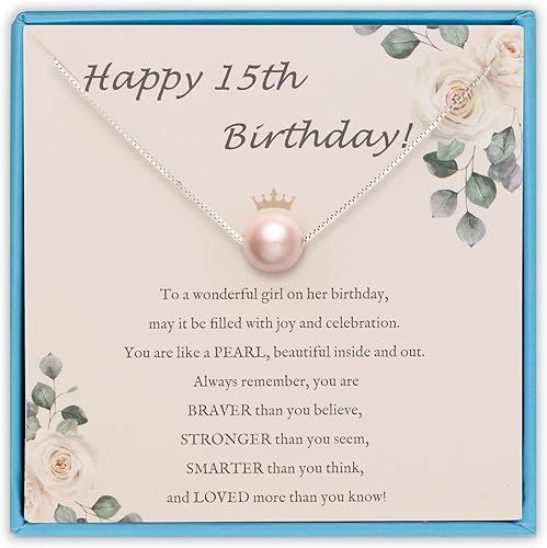 Miniatura 9 de Sereney Regalos de cumpleaños para niñas y mujeres, collar de perlas de plata esterlina como regalo de cumpleaños de 7, 9, 10, 11, 13, 15, 16, 18