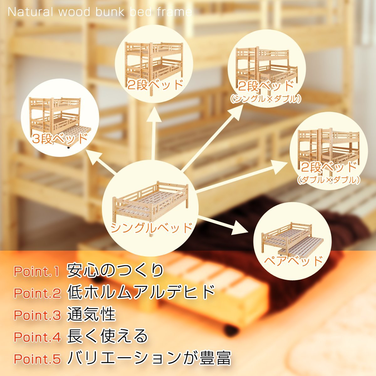 Amazon.co.jp: 【JAJAN】天然木ジュニアベッド【トンタッタ】最下段用 