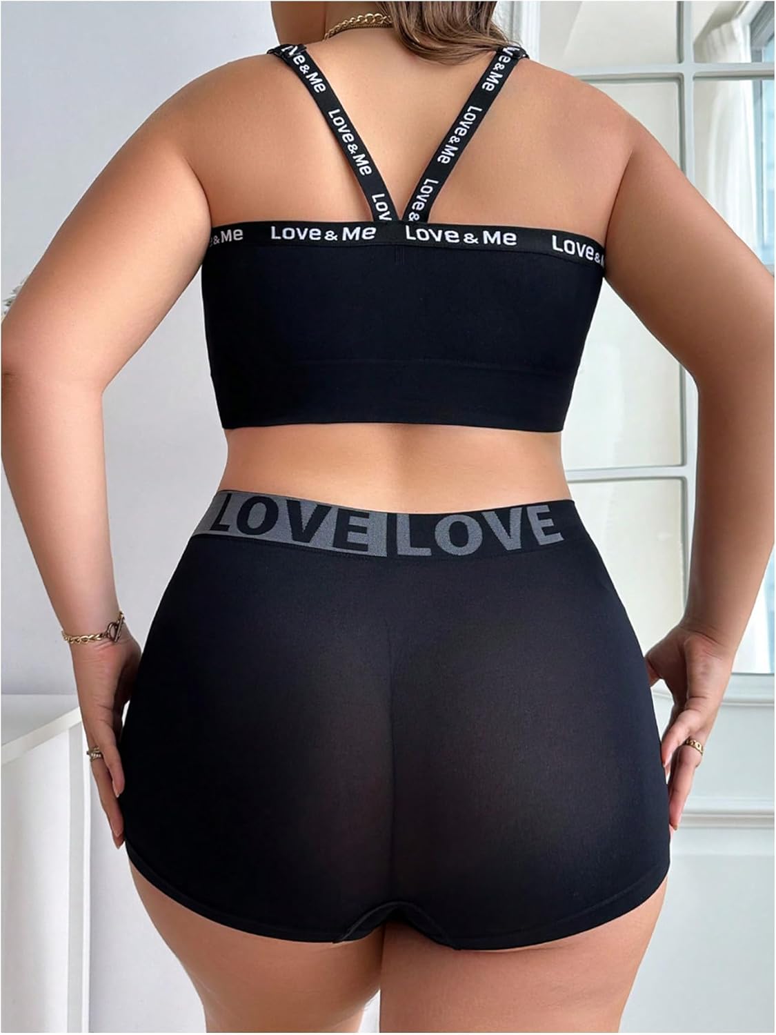 SOLY HUX Plus Size Lingerie for Women Matching Bra and Panty Sets for Curvy Women Bralette and Boyshorts Panties - Image 2