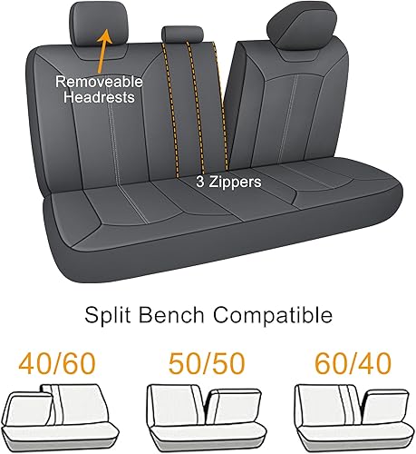 Miniatura 6 de Juego completo de fundas de asiento de coche de cuero premium, fundas impermeables para asientos delanteros y asiento trasero dividido para coches,
