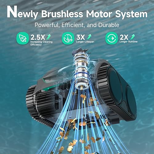 Miniatura 4 de WYBOT C2 - Limpiador robótico inalámbrico para piscinas, robot de aspiradora de piscina para pared y línea de agua con filtración ultrafina, tiempo