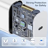 Vista 3 de Cargador para iPhone Bloque de Carga Rápida, [Certificado MFi] Enchufe Cargador de Pared y Cable de 6ft USB C a Lightning, Adaptador de Corriente
