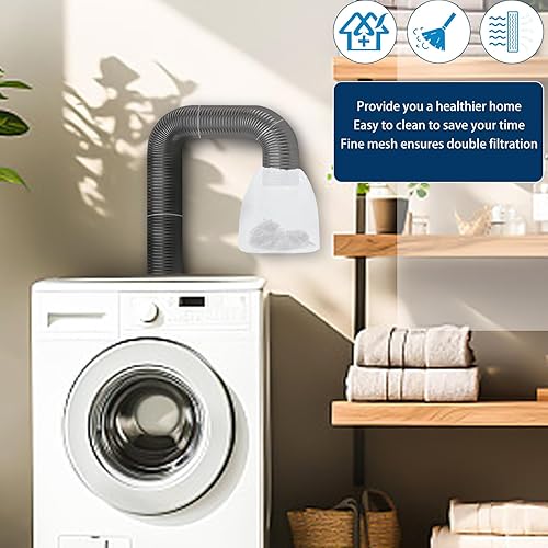 Miniatura 6 de Juego de 4 bolsas para atrapar pelusas para secadora y bolsa de filtro para atrapar pelusa y polvo, kit de limpieza de ventilación para secadora sin
