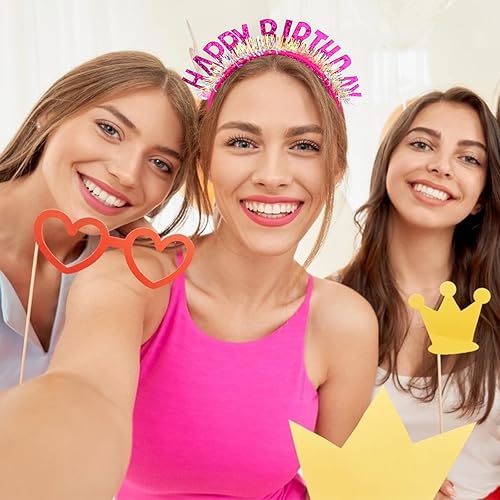 Miniatura 2 de CIEHER Diadema de cumpleaños con corona de cumpleaños, diadema de cumpleaños, diadema de feliz cumpleaños para mujeres y niñas, diadema de