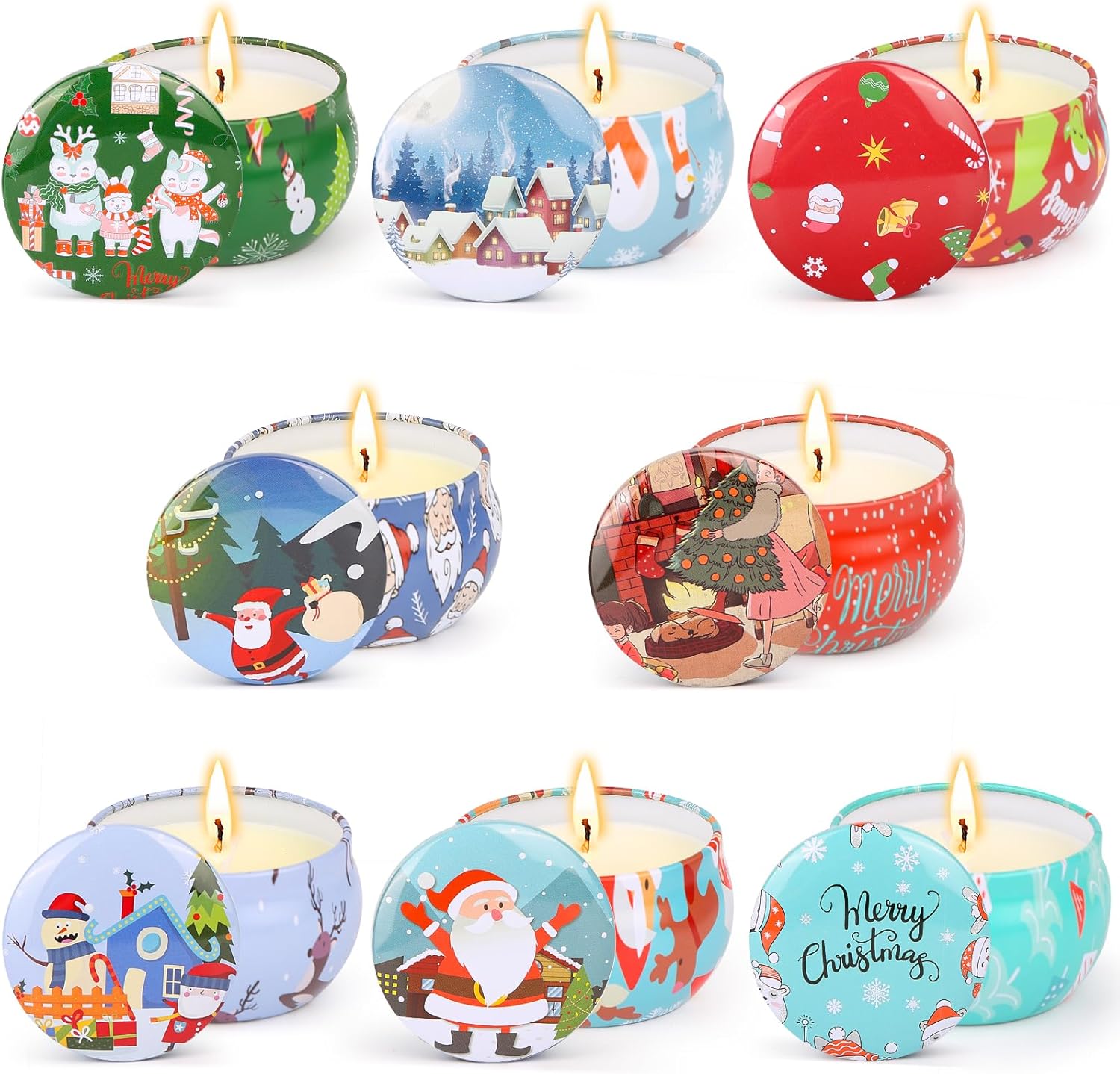 Christmas Scented Candles Sets 8 Pack Aromatherapy Candles