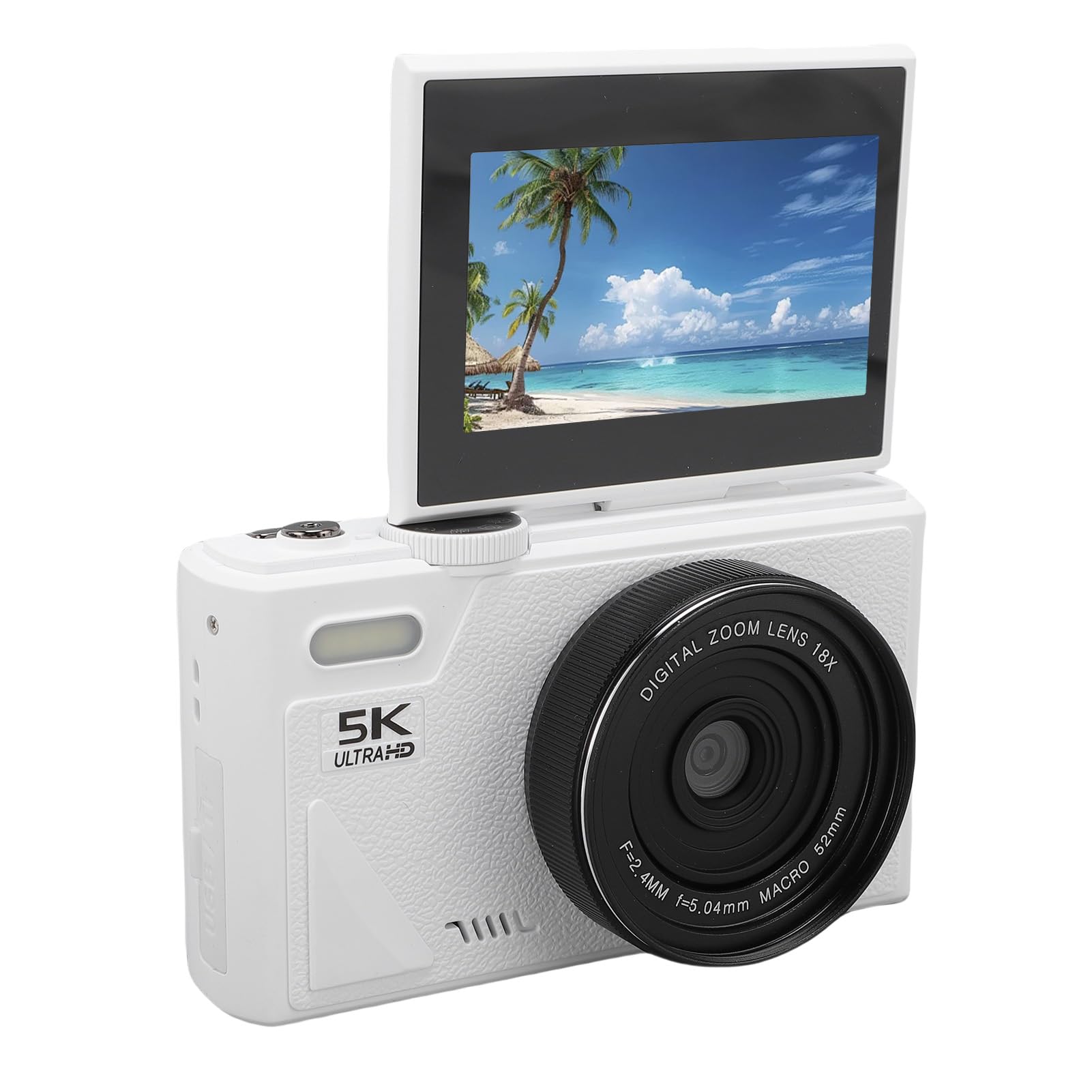 Aparat Cyfrowy 5K do Fotografii, Kamera do vlogowania 75MP z WIFI, 3 ekran obracany o 180°, 18-krotny zoom cyfrowy, Autofokus, Anti Shake, kamera podróżna dla początkujących