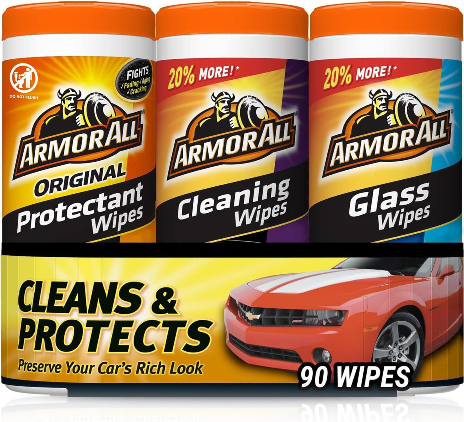 Armor All Armor All 18782 Protectant, Glass and Cleaning Wipes, 30 Count Each - 3 Pack Wipes