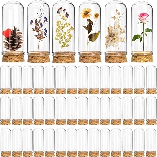 50 Pack 40 ml Glass Cloche Dome, 3 Inch Small Glass Bottles with Cork Stoppers, 3 Inch Decoration Message Bottle Vial Cork for Candy, DIY Art Crafts, Wedding Party Favors