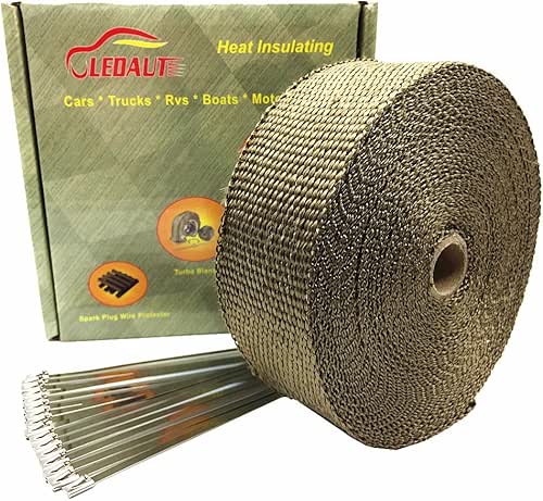 LEDAUT 2" x 50' Titanium Exhaust Heat Wrap Roll for