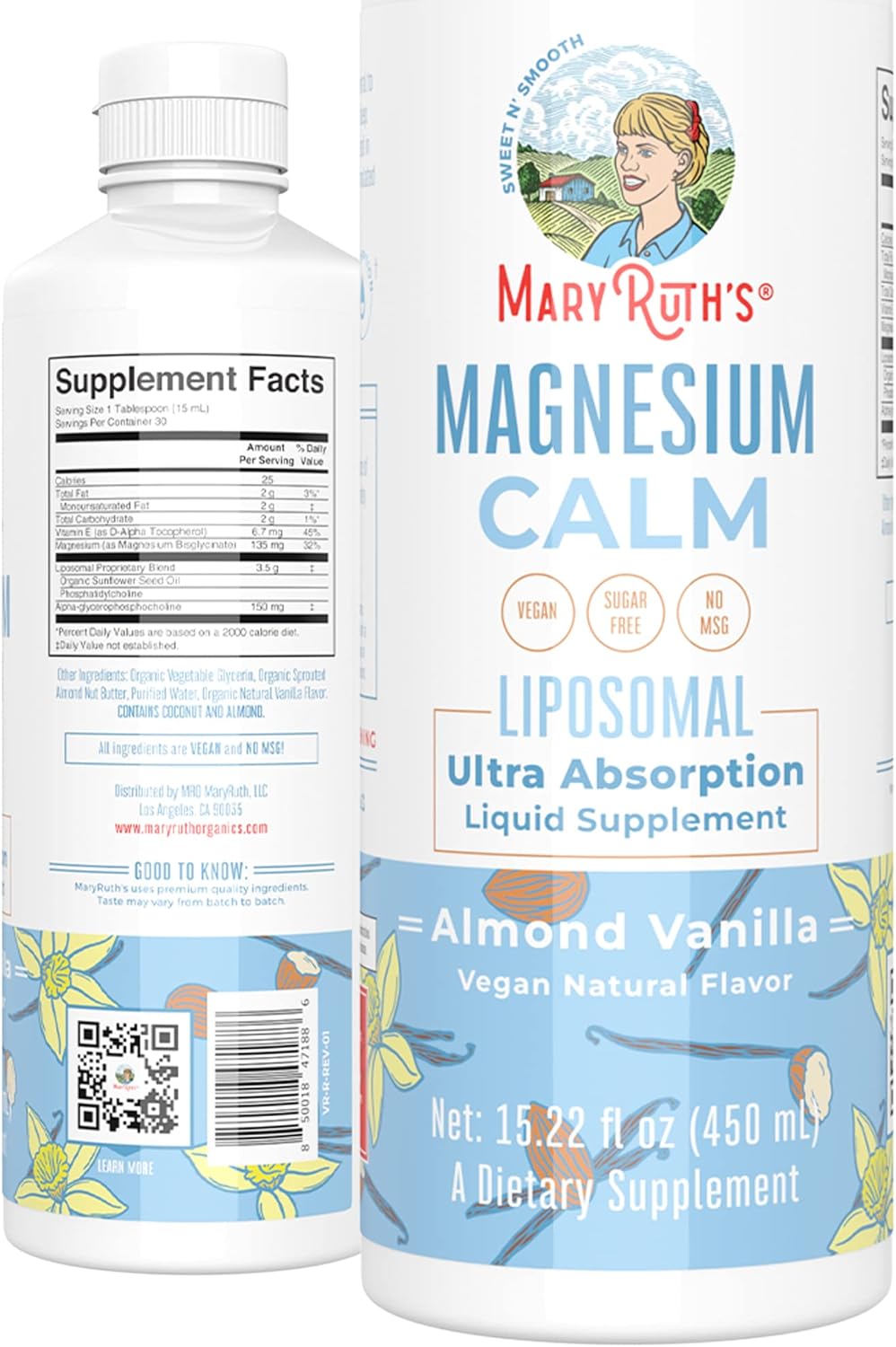 Magnesium Bisglycinate by MaryRuth's | 1 Month Supply | No Sugar Added | Magnesium Supplement | Calm Magnesium Liquid for Adults | Bone, Nerve, Gut Health | Vegan | Non-GMO | Gluten Free | 15.22 Fl Oz : Health & Household