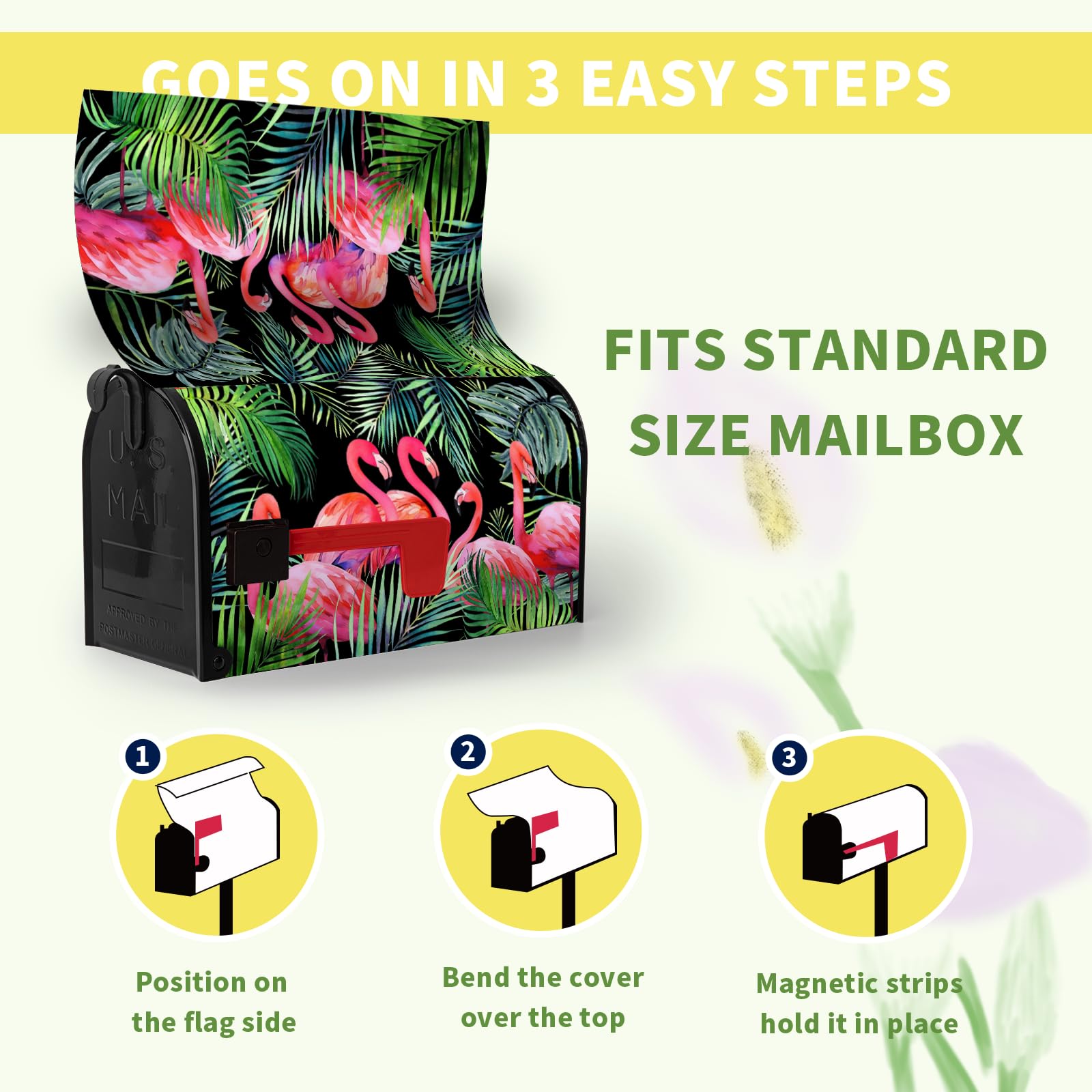 Dujiea Tropical Pink Flamingo Mailbox Cover - Waterproof, Magnetic, Standard Size 21x18"