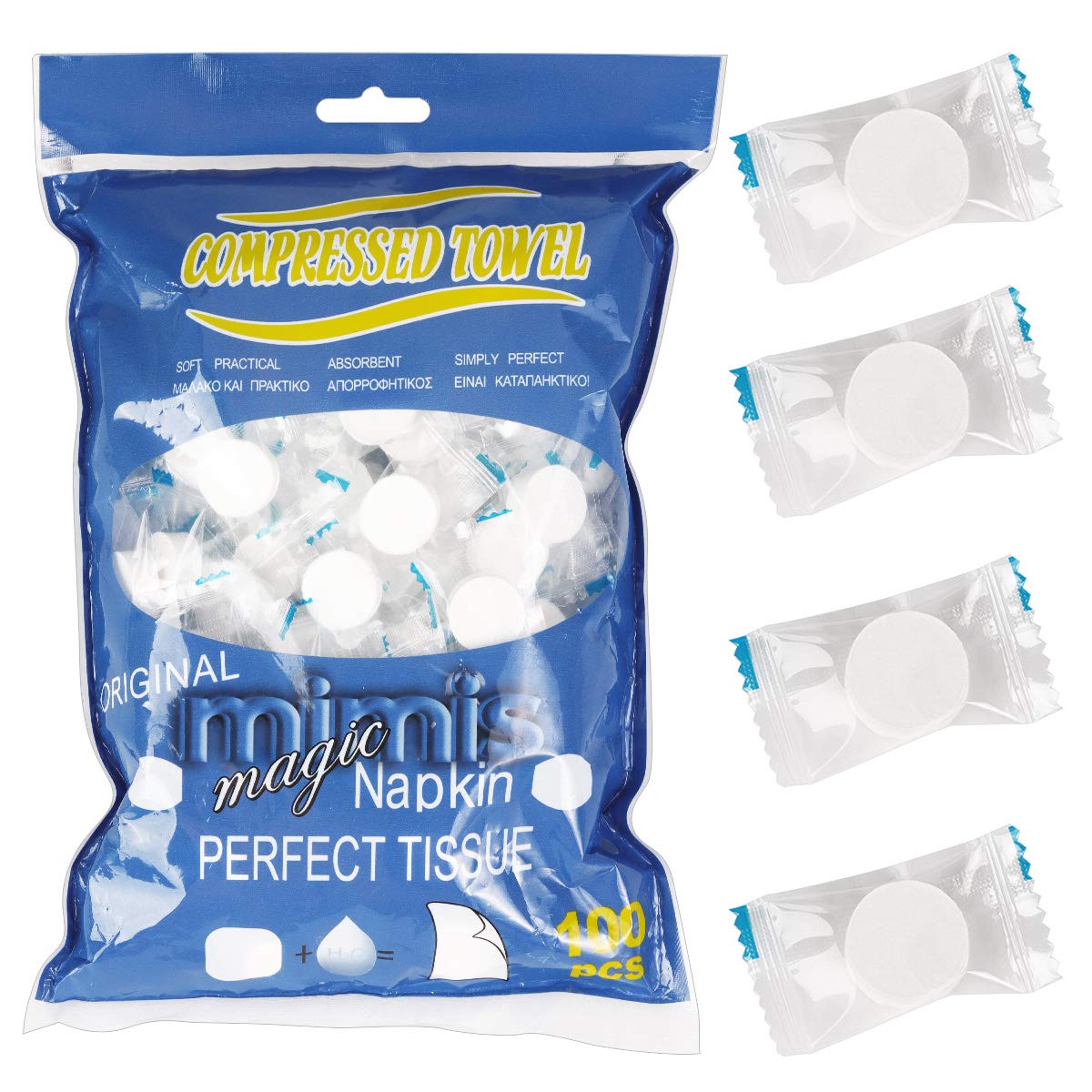 Compressed Towel - Portable Reusable Towels, Napkin Tissue, Camping Wipes for Travel/Home/Outdoor (100PCS)