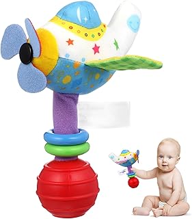 Toyvian Baby Soft Rattles Toy Infant Shaker Teether Cute Stuffed Airplane Handbells Soft Baby Rattle Toy Airplane Rattles Toy for Newborn Baby Gifts