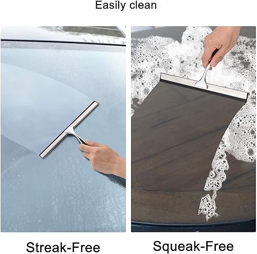 Miniatura 4 de Aliglow Escobilla de acero inoxidable multiusos para puertas de ducha de vidrio, ventana de automóvil, espejos del hogar, limpiador de ducha de
