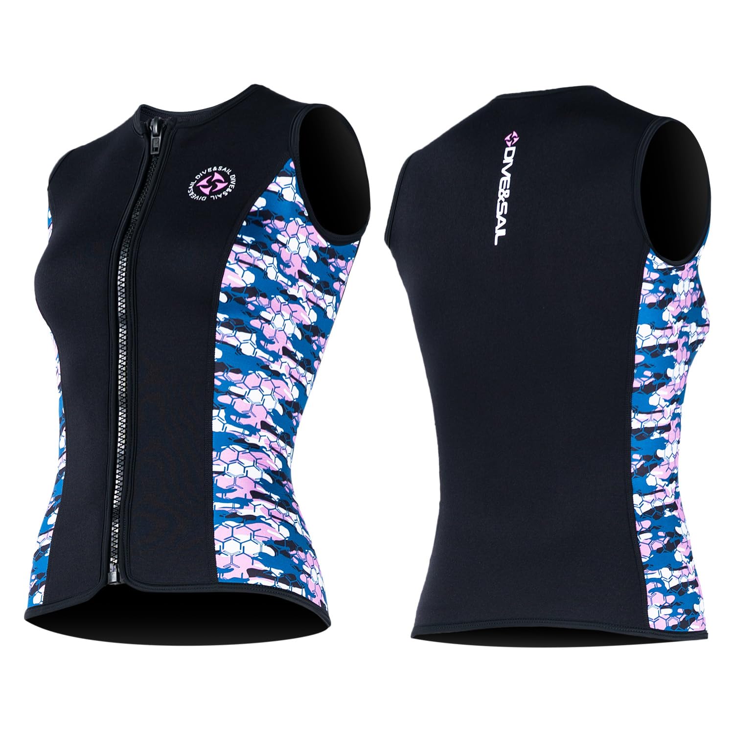Combinaison en néoprène pour homme et femme - Combinaison en néoprène - Gilet - Fermeture éclair avant - Sans manches - Combinaison humide en néoprène - Veste de plongée - Gilet de natation - Canoë