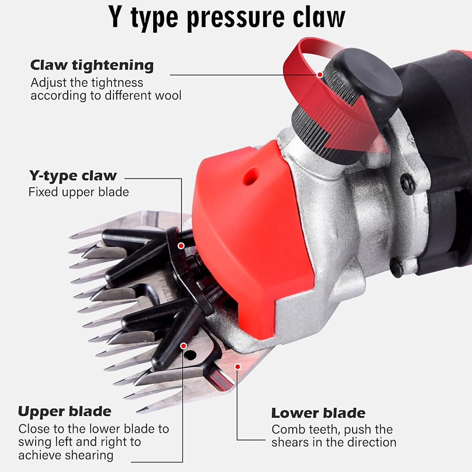 Cesoia elettrica per Pecore, tosatrici per Pecore con Cavo da 900 W con Lama a 13 Denti Dritti, Regolabile a 6 velocità, per la rasatura della Lana di Pelliccia nelle (Yellow)