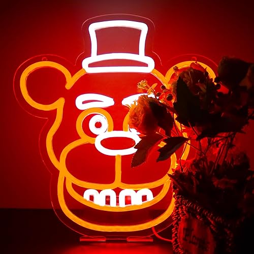 Freddy - Letreros de neón para decoración de pared, luces LED de neón para dormitorio, cumpleaños, regalos de Navidad para niños, adaptador de Cinco