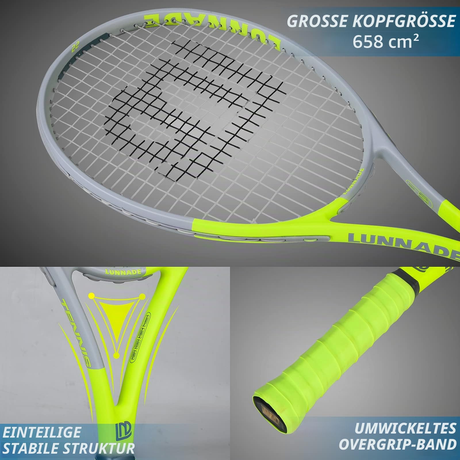 27 Zoll Tennisschläger für Erwachsene, 2 Tennisschläger mit Hülle,Geeignet für Damen Herren Anfänger und Fortgeschrittene