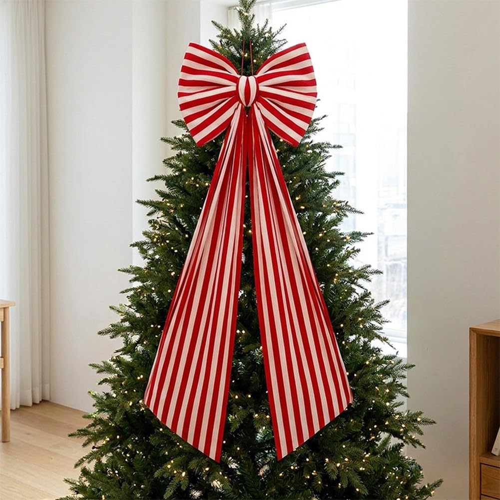 Rot-Weiß karierte Christbaumschleife 40x110cm für deko Rot-Weiß(80 * 210cm)