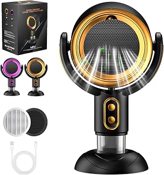 Puff Hide Smoke Fan, Puffhide Purifier, 3000mAh Puffhide for Smoke Fan, Smoke Away Purifier Fan, Smoke Filter for Smoking Indoors, 2 Speed Wide-Angle Purification Smoke and Odors Gold-charge